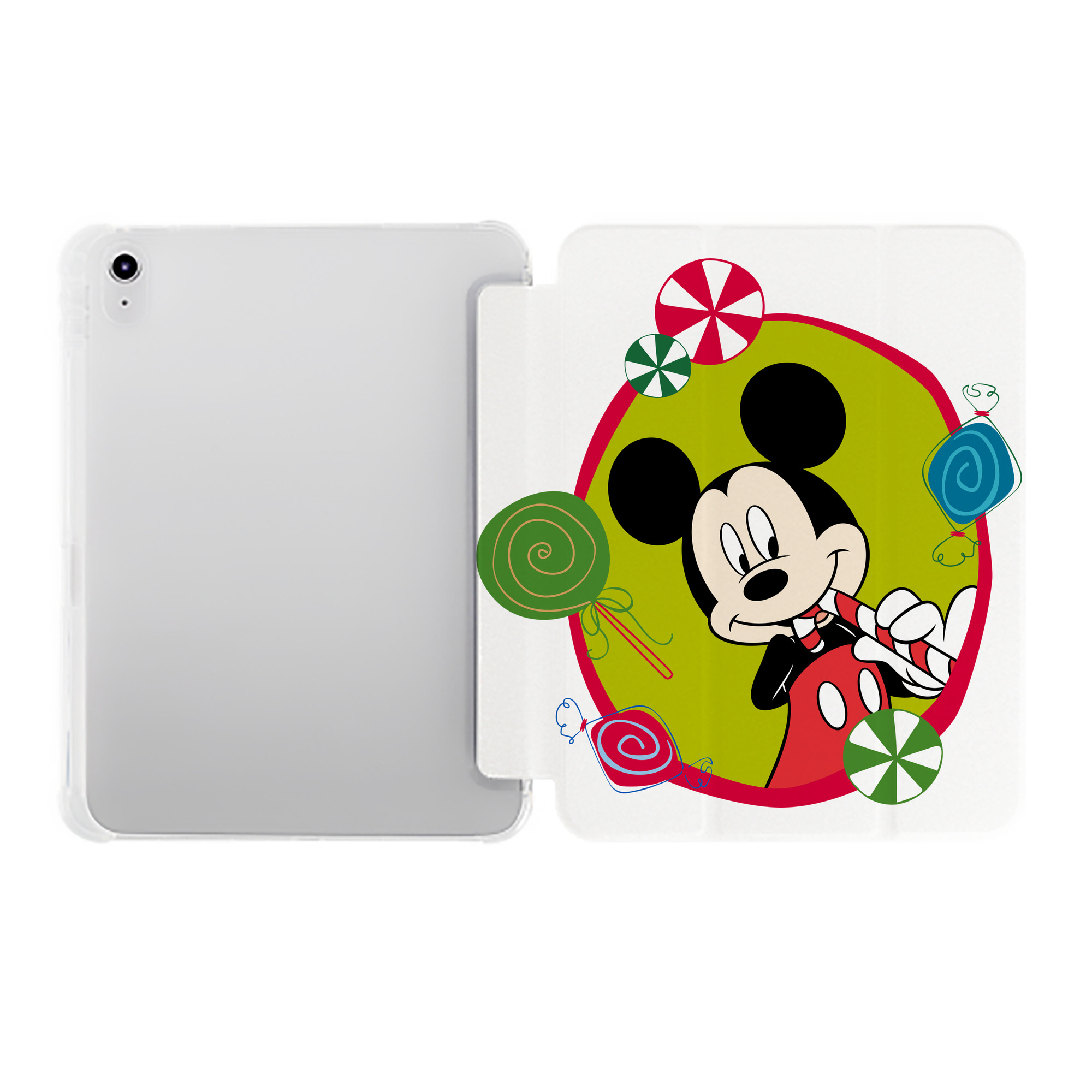 （画像用） ミッキーマウス Mickey Mouse IPad ケース ペン収納付き 三つ折りスタンド PUレザー×シリコン 対応機種9.5/10.5/10.9インチ